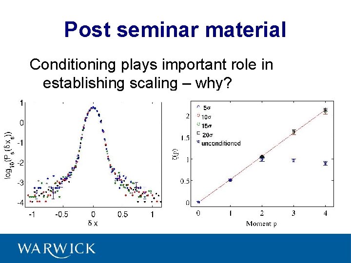 Post seminar material Conditioning plays important role in establishing scaling – why? 