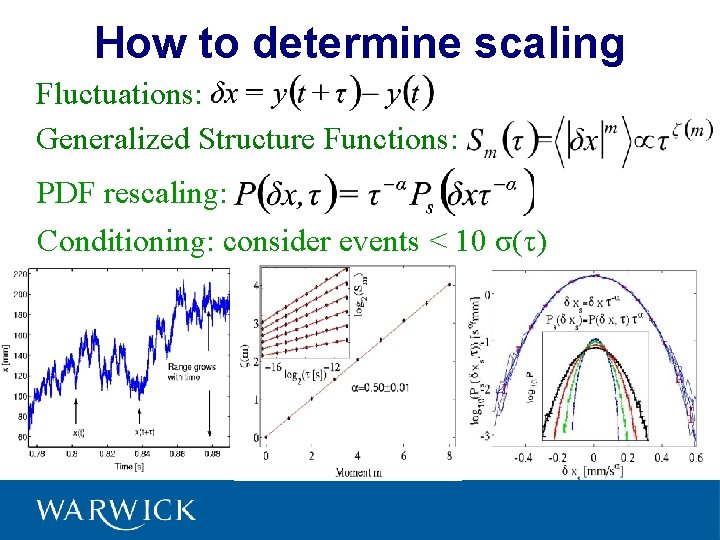 How to determine scaling Fluctuations: Generalized Structure Functions: PDF rescaling: Conditioning: consider events <