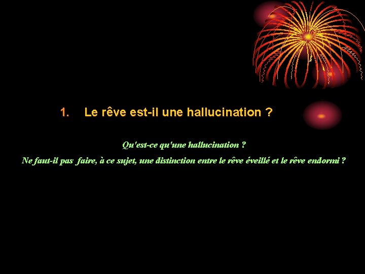 1. Le rêve est-il une hallucination ? Qu'est-ce qu'une hallucination ? Ne faut-il pas