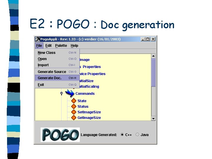 E 2 : POGO : Doc generation 