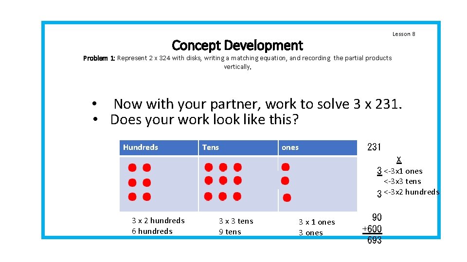 Lesson 8 Concept Development Problem 1: Represent 2 x 324 with disks, writing a Lesson 8 Concept Development Problem 1: Represent 2 x 324 with disks, writing a