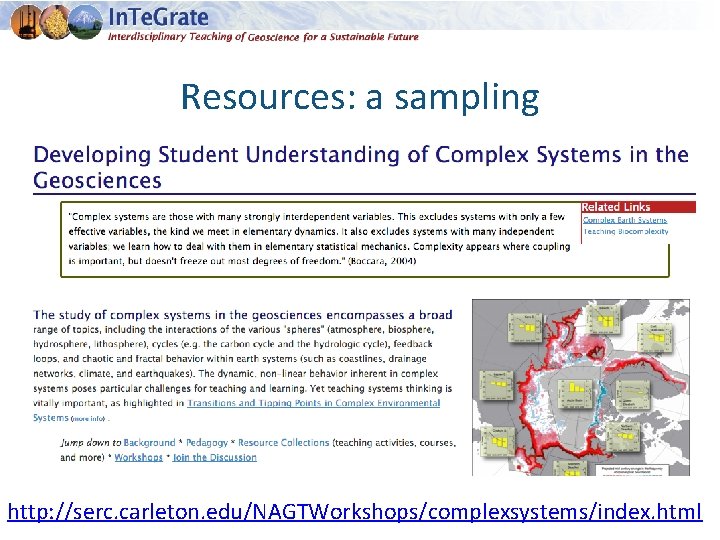 Resources: a sampling http: //serc. carleton. edu/NAGTWorkshops/complexsystems/index. html 