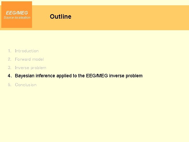 EEG/MEG Source localisation Outline 1. Introduction 2. Forward model 3. Inverse problem 4. Bayesian