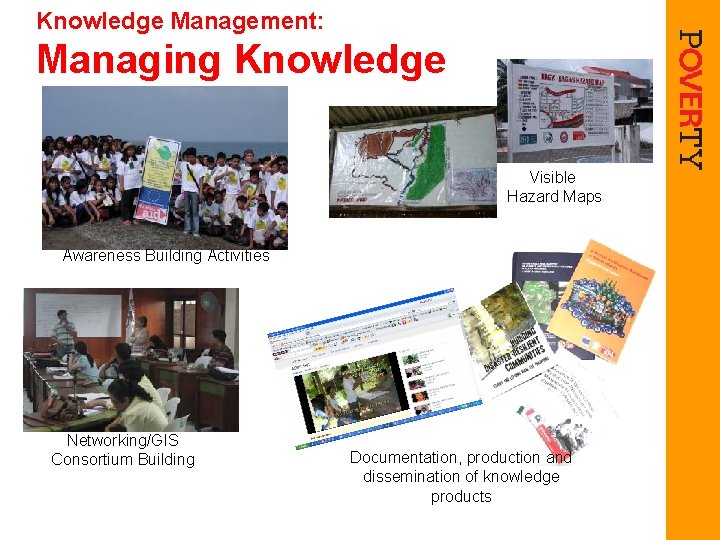 Knowledge Management: Managing Knowledge Visible Hazard Maps Awareness Building Activities Networking/GIS Consortium Building Documentation,