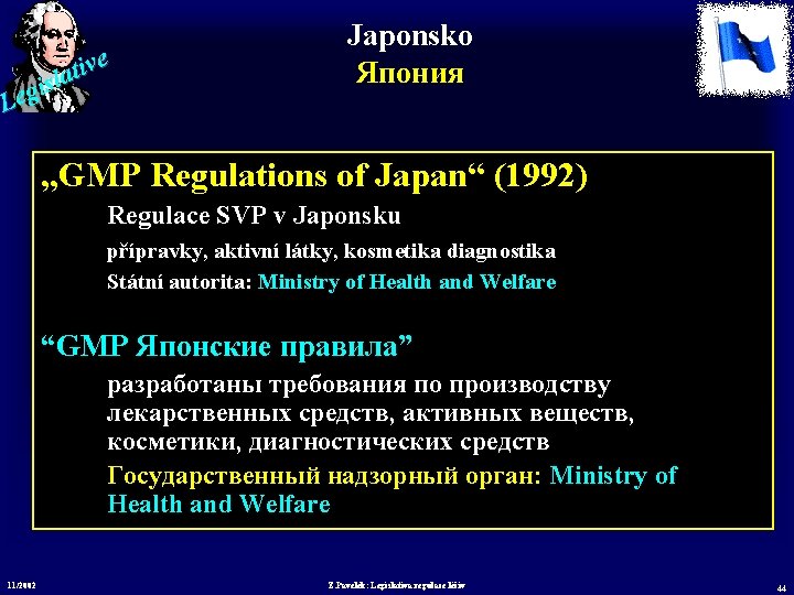 e v i t sla i g Le Japonsko Япония „GMP Regulations of Japan“