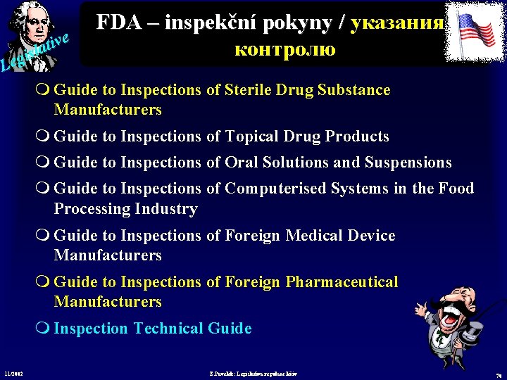 FDA – inspekční pokyny / указания по FDA – inspekční pokyny / контролю e