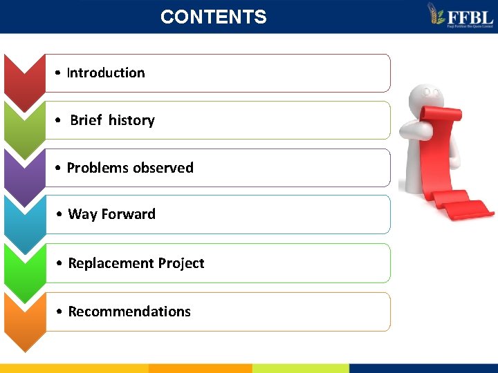CONTENTS • Introduction • Brief history • Problems observed • Way Forward • Replacement