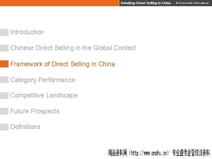 Retailing: Direct Selling in China © Euromonitor International Introduction Chinese Direct Selling in the