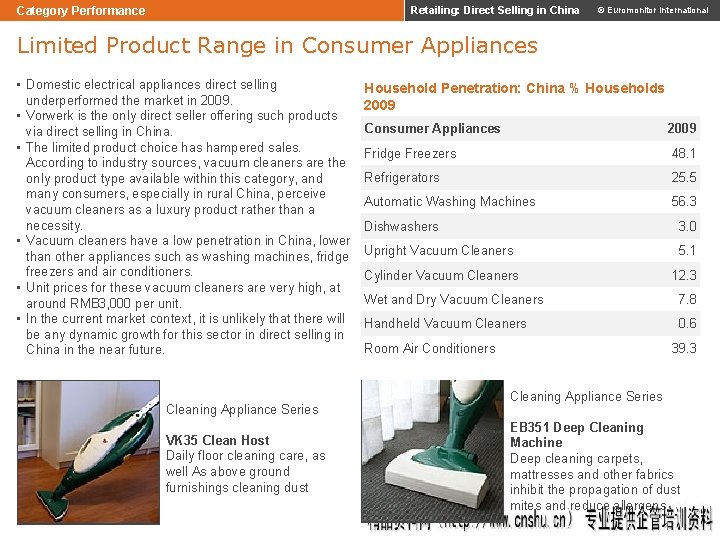 Category Performance Retailing: Direct Selling in China © Euromonitor International Limited Product Range in