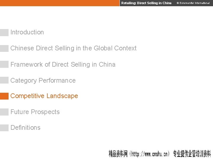 Retailing: Direct Selling in China © Euromonitor International Introduction Chinese Direct Selling in the
