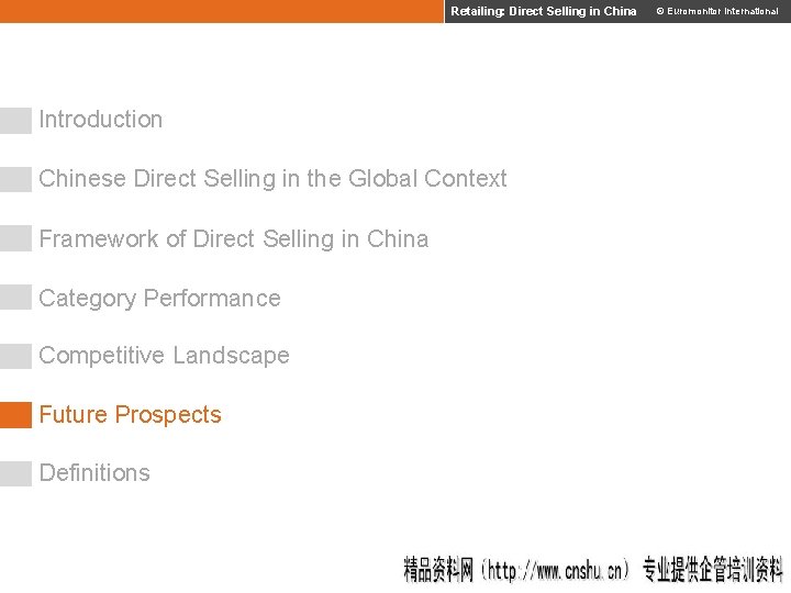 Retailing: Direct Selling in China © Euromonitor International Introduction Chinese Direct Selling in the Retailing: Direct Selling in China © Euromonitor International Introduction Chinese Direct Selling in the