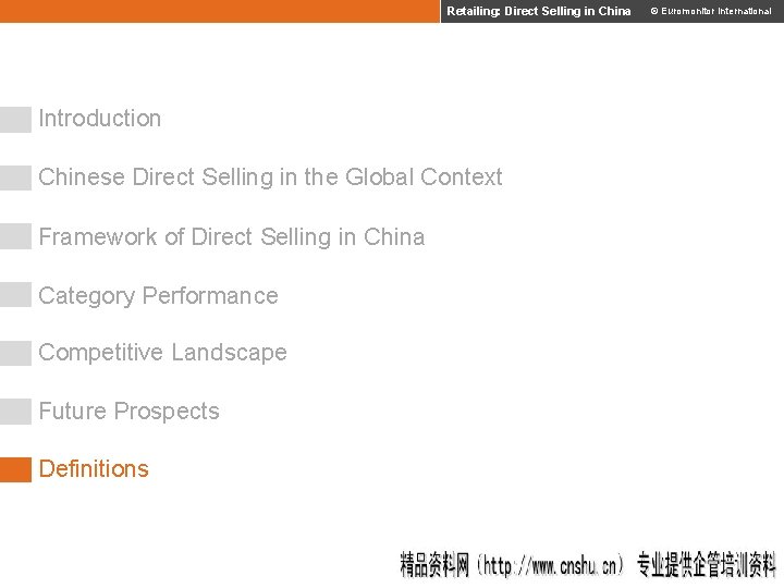 Retailing: Direct Selling in China © Euromonitor International Introduction Chinese Direct Selling in the