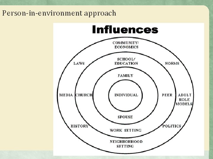 Person-in-environment approach 