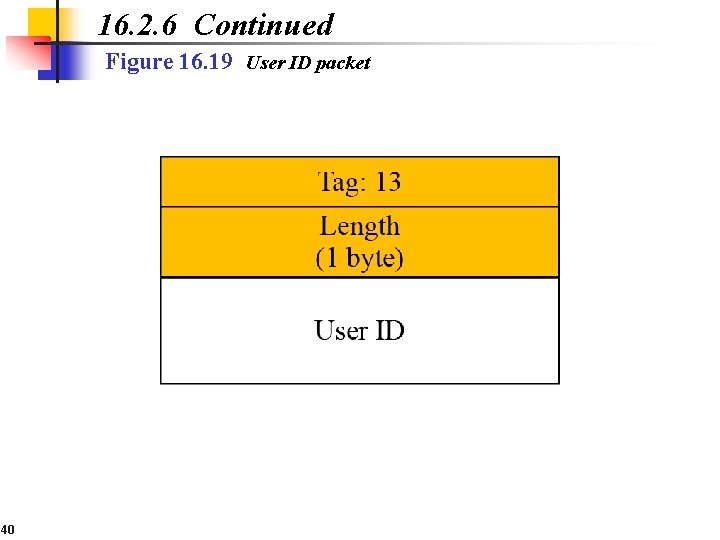 16. 2. 6 Continued Figure 16. 19 User ID packet 40 