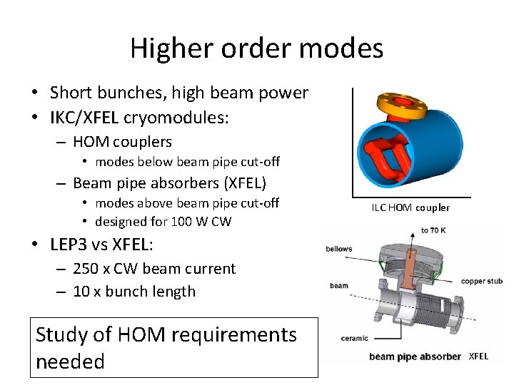 Higher order modes • Short bunches, high beam power • IKC/XFEL cryomodules: – HOM