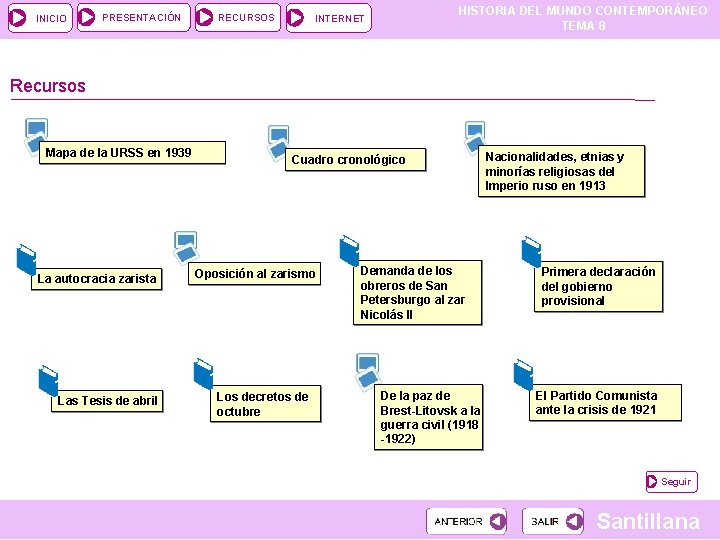 INICIO PRESENTACIÓN RECURSOS HISTORIA DEL MUNDO CONTEMPORÁNEO TEMA 8 INTERNET Recursos Mapa de la