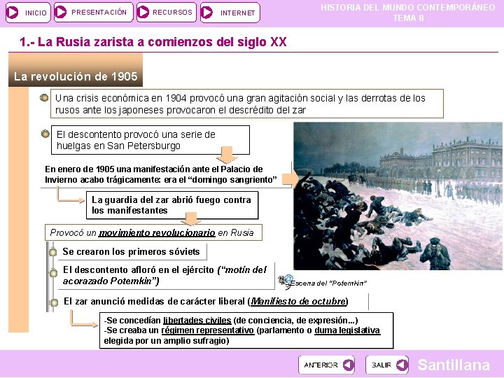 INICIO PRESENTACIÓN RECURSOS INTERNET HISTORIA DEL MUNDO CONTEMPORÁNEO TEMA 8 1. - La Rusia