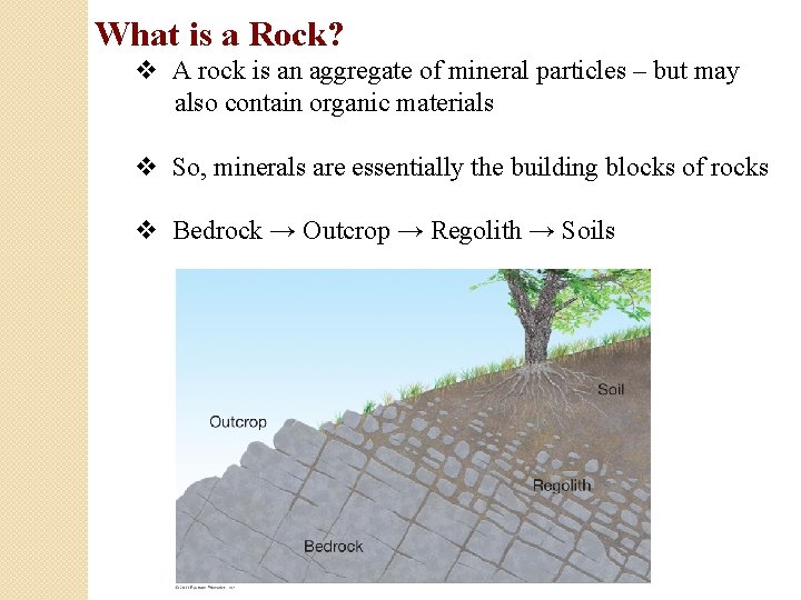 What is a Rock? v A rock is an aggregate of mineral particles –