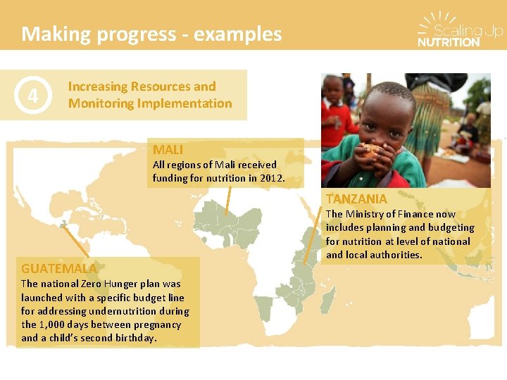 Making progress - examples 4 Increasing Resources and Monitoring Implementation MALI All regions of Making progress - examples 4 Increasing Resources and Monitoring Implementation MALI All regions of