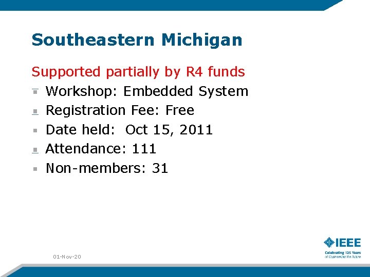 Southeastern Michigan Supported partially by R 4 funds Workshop: Embedded System Registration Fee: Free