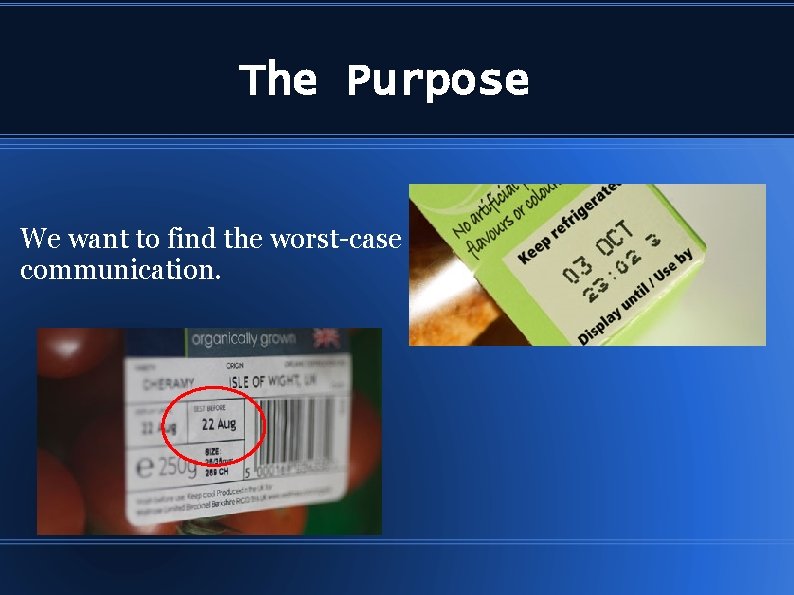 The Purpose We want to find the worst-case communication. 