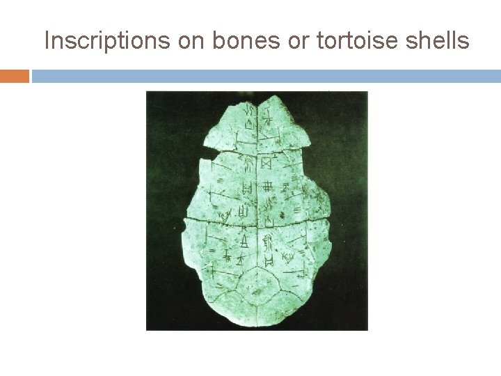 Inscriptions on bones or tortoise shells 