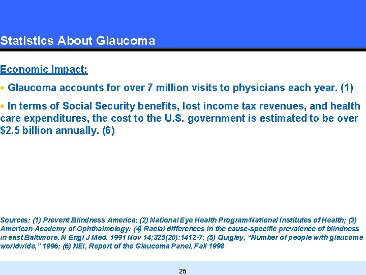 Statistics About Glaucoma Economic Impact: · Glaucoma accounts for over 7 million visits to Statistics About Glaucoma Economic Impact: · Glaucoma accounts for over 7 million visits to