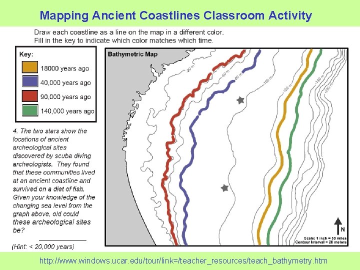 Mapping Ancient Coastlines Classroom Activity http: //www. windows. ucar. edu/tour/link=/teacher_resources/teach_bathymetry. htm 