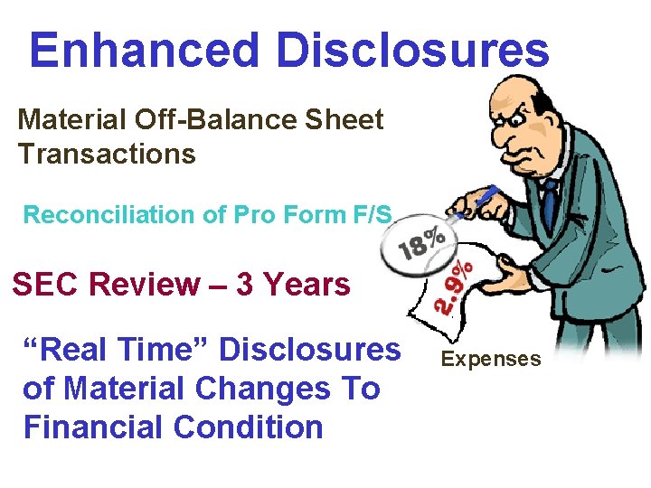 Enhanced Disclosures Material Off-Balance Sheet Transactions Reconciliation of Pro Form F/S SEC Review – Enhanced Disclosures Material Off-Balance Sheet Transactions Reconciliation of Pro Form F/S SEC Review –
