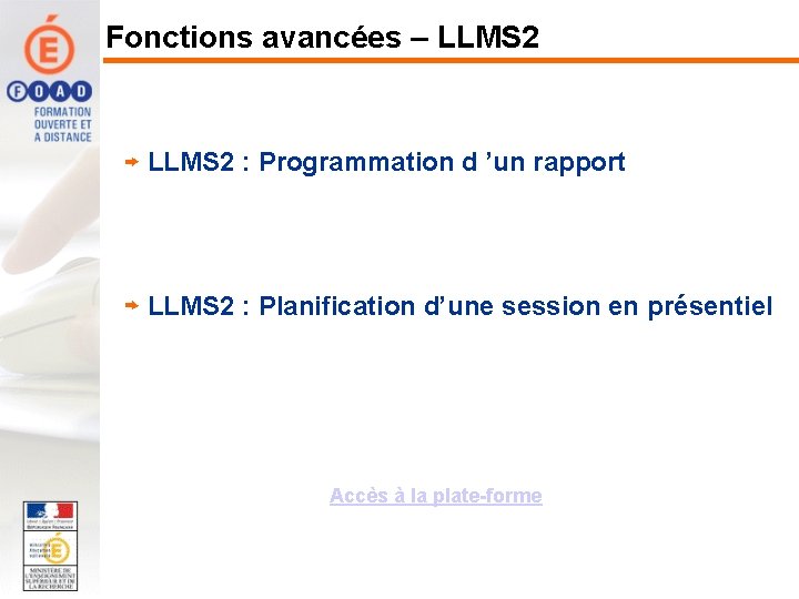 Fonctions avancées – LLMS 2 : Programmation d ’un rapport LLMS 2 : Planification