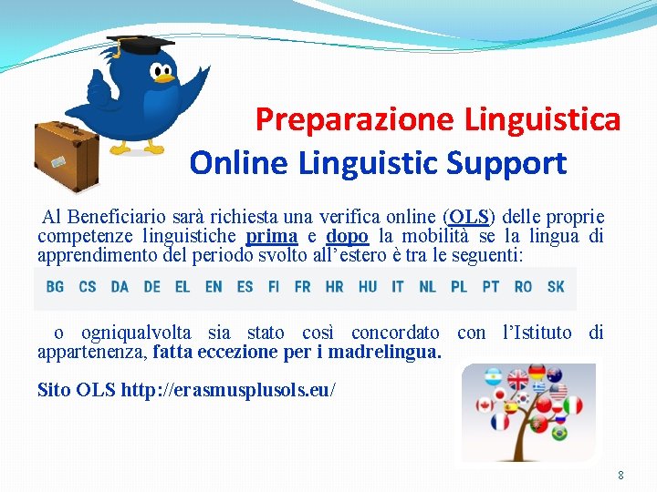 Preparazione Linguistica Online Linguistic Support Al Beneficiario sarà richiesta una verifica online (OLS) delle