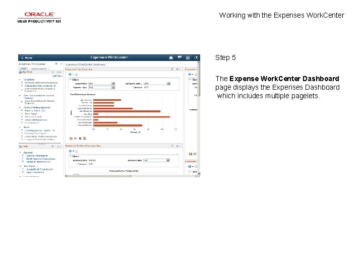 Working with the Expenses Work. Center Step 5 The Expense Work. Center Dashboard page