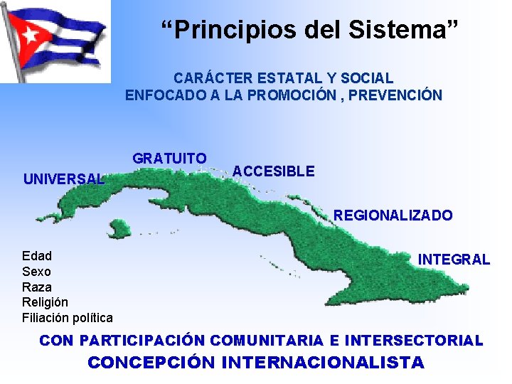 “Principios del Sistema” CARÁCTER ESTATAL Y SOCIAL ENFOCADO A LA PROMOCIÓN , PREVENCIÓN GRATUITO