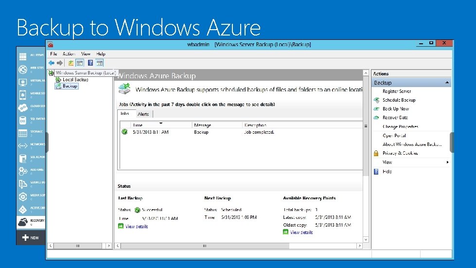 Backup to Windows Azure 