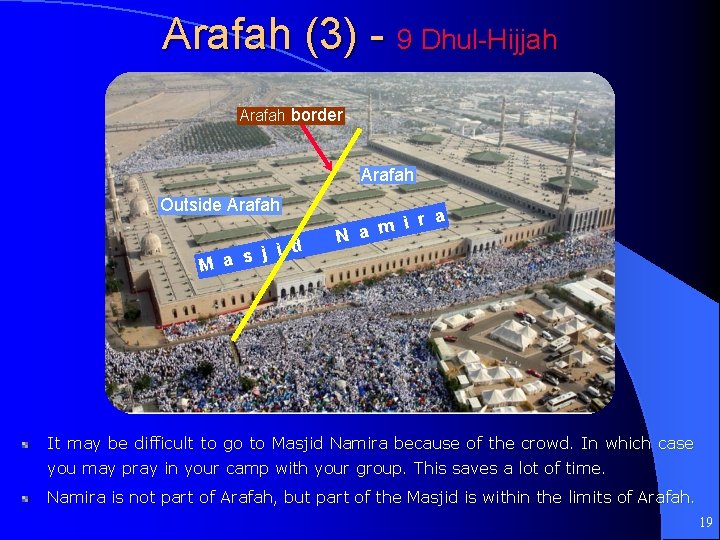 Arafah (3) - 9 Dhul-Hijjah Arafah border Arafah Outside Arafah d s j i