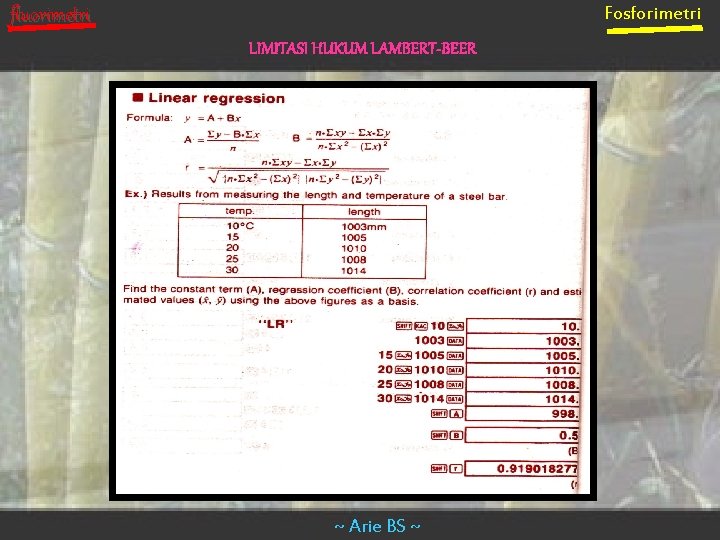 Fosforimetri fluorimetri LIMITASI HUKUM LAMBERT-BEER ~ Arie BS ~ 