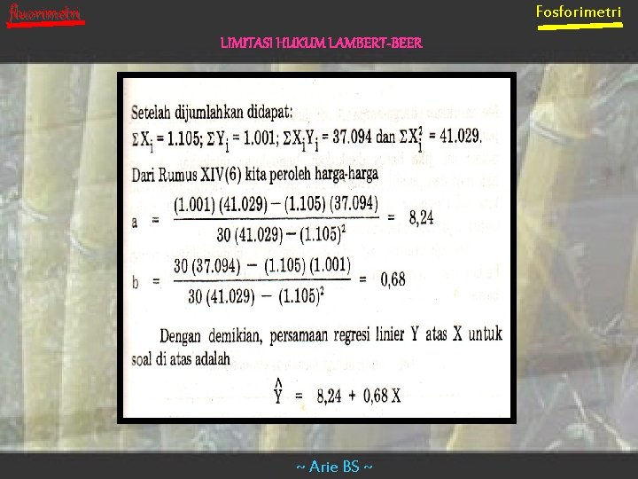 Fosforimetri fluorimetri LIMITASI HUKUM LAMBERT-BEER ~ Arie BS ~ 