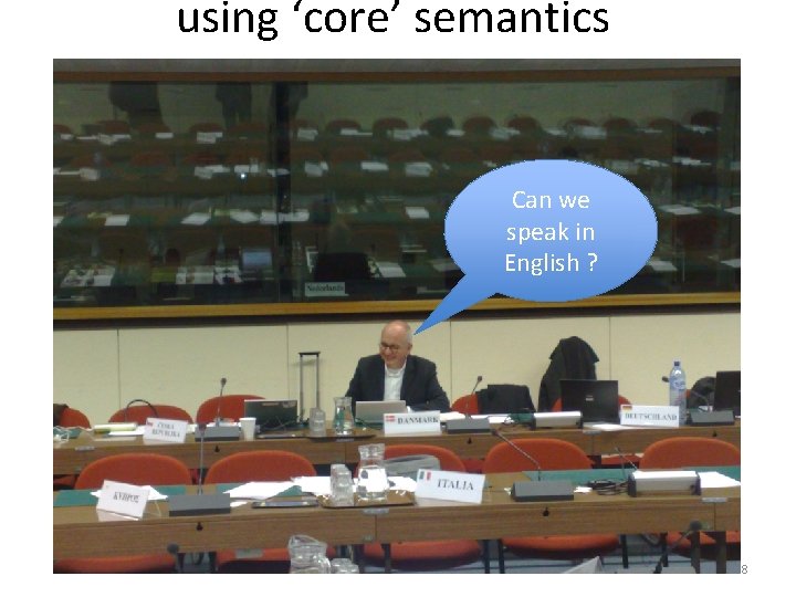 using ‘core’ semantics Can we speak in English ? 8 