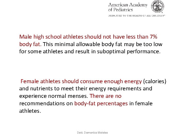 Male high school athletes should not have less than 7% body fat. This minimal Male high school athletes should not have less than 7% body fat. This minimal