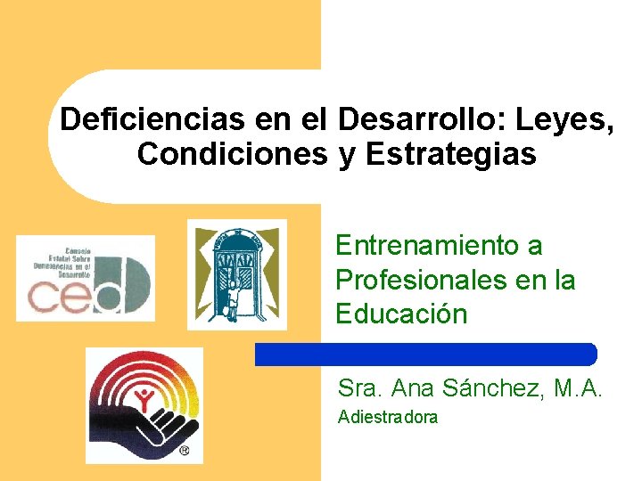 Deficiencias en el Desarrollo: Leyes, Condiciones y Estrategias Entrenamiento a Profesionales en la Educación