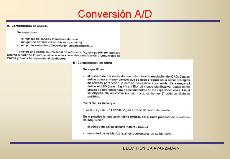 Conversión A/D ELECTRÓNICA AVANZADA V 