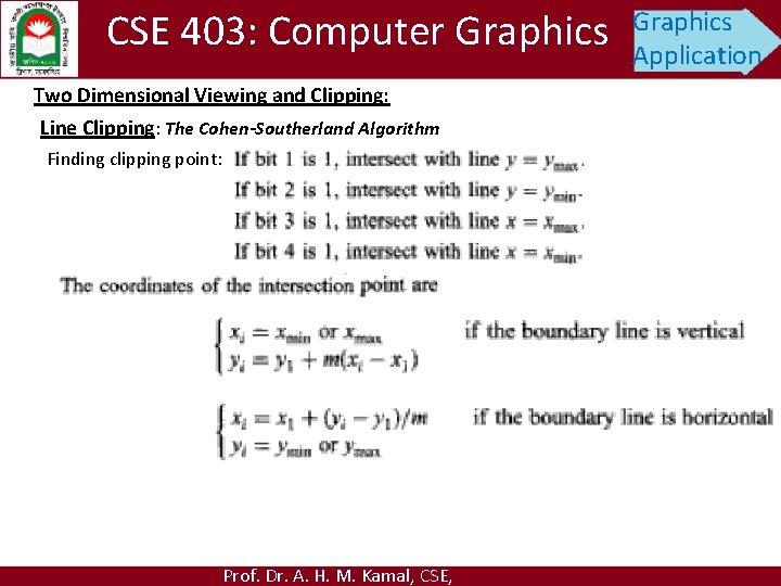 CSE 403: Computer Graphics Two Dimensional Viewing and Clipping: Line Clipping: The Cohen-Southerland Algorithm