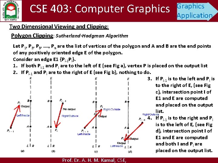 CSE 403: Computer Graphics Application Two Dimensional Viewing and Clipping: Polygon Clipping: Sutherland-Hodgman Algorithm