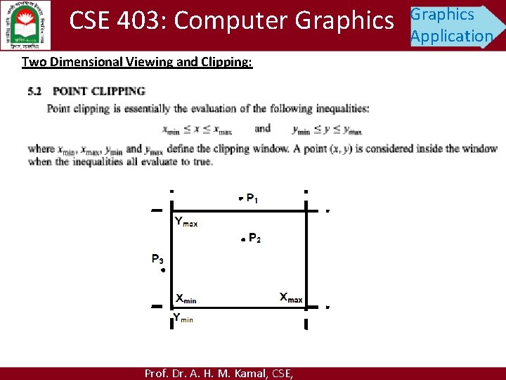 CSE 403: Computer Graphics Two Dimensional Viewing and Clipping: Prof. Dr. A. H. M.