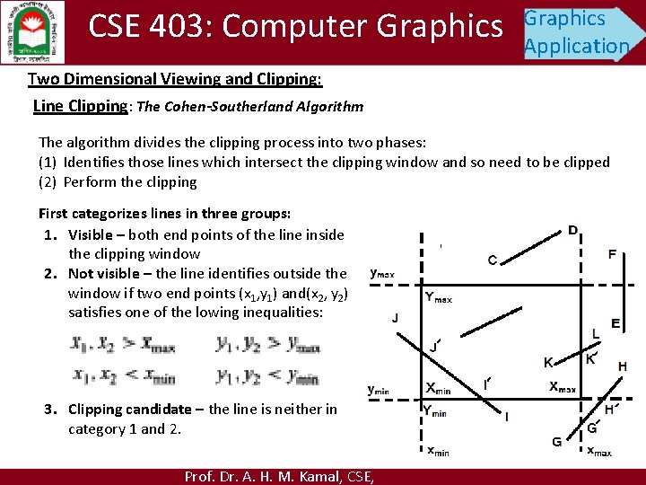 CSE 403: Computer Graphics Application Two Dimensional Viewing and Clipping: Line Clipping: The Cohen-Southerland