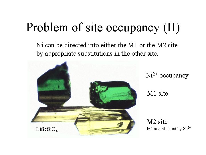 Problem of site occupancy (II) Ni can be directed into either the M 1