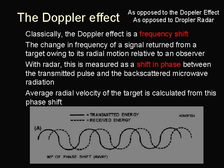 The Doppler effect n n As opposed to the Dopeler Effect As opposed to