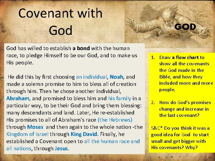 Covenant with God has willed to establish a bond with the human race, to