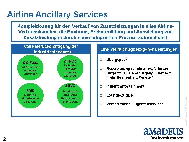 Airline Ancillary Services Komplettlösung für den Verkauf von Zusatzleistungen in allen Airline. Vertriebskanälen, die