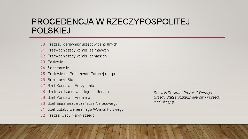 PROCEDENCJA W RZECZYPOSPOLITEJ POLSKIEJ 20. 21. 22. 23. 24. 25. 26. 27. 28. 29.